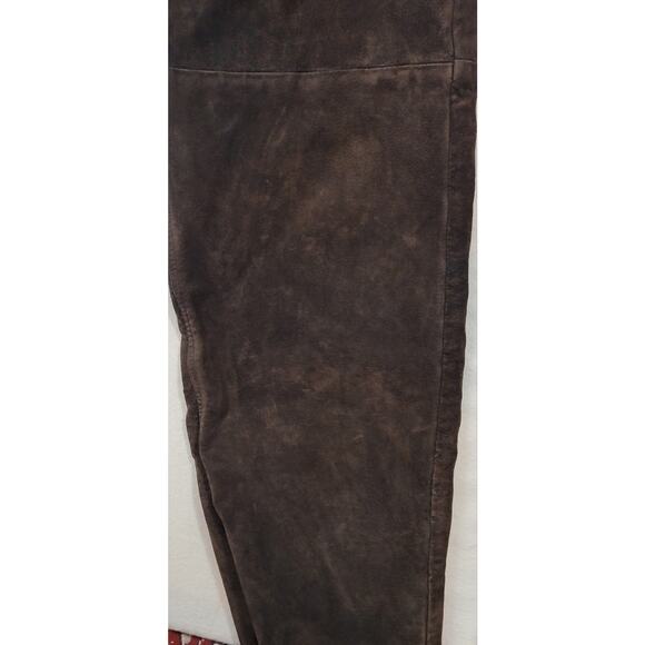 Vintage Skott's Suede Pants Brown Heavy Washable Leather Straight Men's Size 36 - Picture 4 of 15